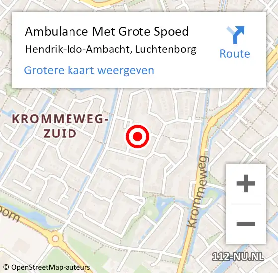 Locatie op kaart van de 112 melding: Ambulance Met Grote Spoed Naar Hendrik-Ido-Ambacht, Luchtenborg op 31 maart 2022 11:29