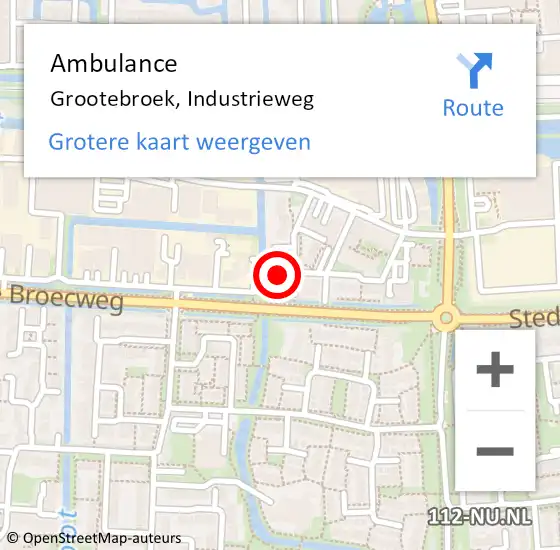 Locatie op kaart van de 112 melding: Ambulance Grootebroek, Industrieweg op 31 maart 2022 11:31