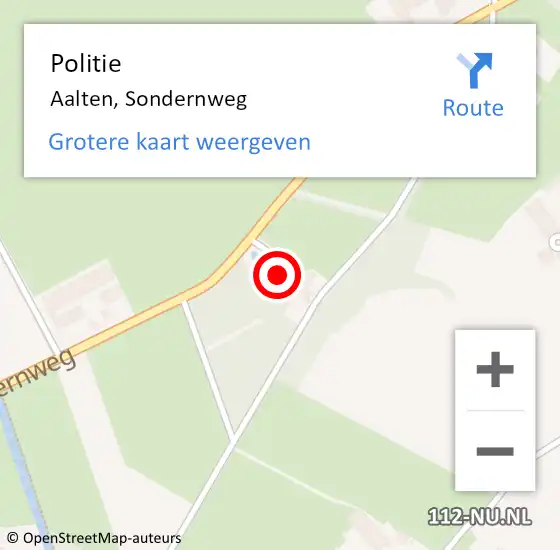 Locatie op kaart van de 112 melding: Politie Aalten, Sondernweg op 31 maart 2022 11:41