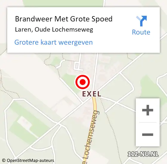 Locatie op kaart van de 112 melding: Brandweer Met Grote Spoed Naar Laren, Oude Lochemseweg op 31 maart 2022 11:43