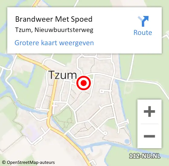 Locatie op kaart van de 112 melding: Brandweer Met Spoed Naar Tzum, Nieuwbuurtsterweg op 31 maart 2022 11:53