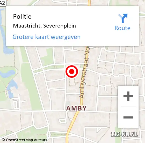 Locatie op kaart van de 112 melding: Politie Maastricht, Severenplein op 31 maart 2022 11:59