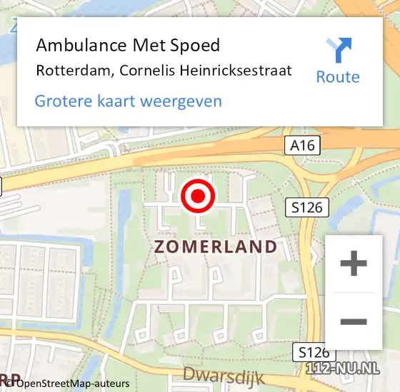 Locatie op kaart van de 112 melding: Ambulance Met Spoed Naar Rotterdam, Cornelis Heinricksestraat op 31 maart 2022 12:00