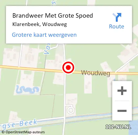 Locatie op kaart van de 112 melding: Brandweer Met Grote Spoed Naar Klarenbeek, Woudweg op 31 maart 2022 12:01