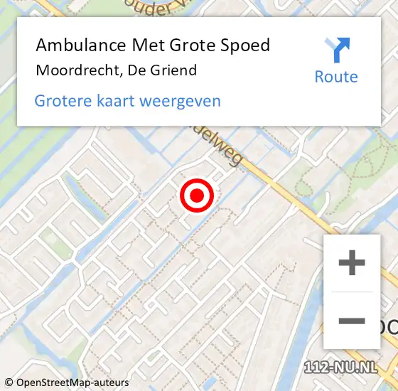 Locatie op kaart van de 112 melding: Ambulance Met Grote Spoed Naar Moordrecht, De Griend op 12 juli 2014 20:03