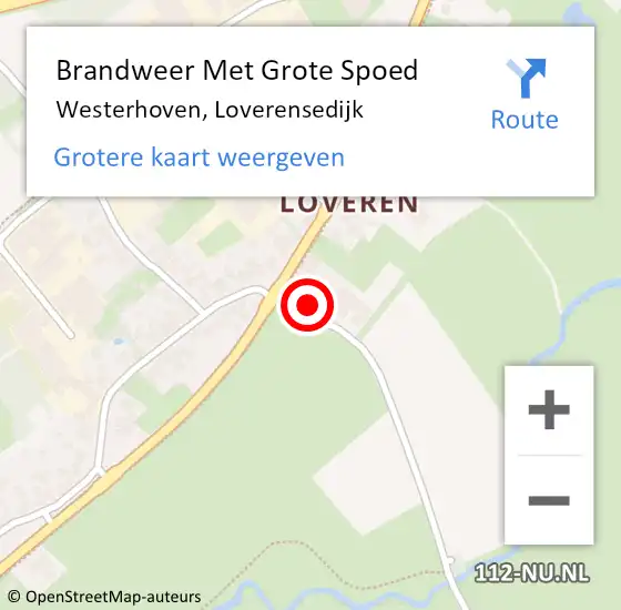 Locatie op kaart van de 112 melding: Brandweer Met Grote Spoed Naar Westerhoven, Loverensedijk op 31 maart 2022 12:48