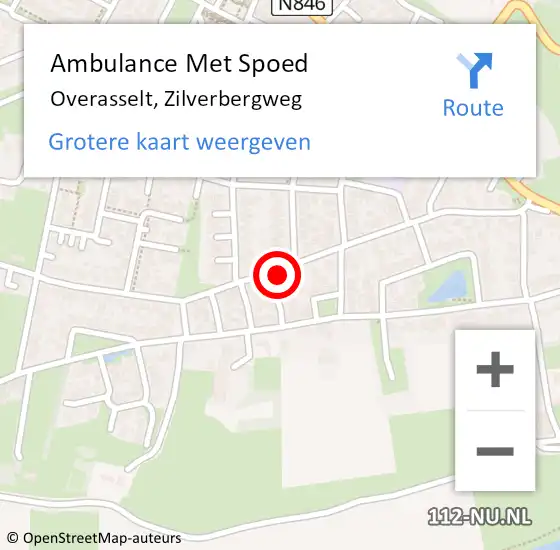 Locatie op kaart van de 112 melding: Ambulance Met Spoed Naar Overasselt, Zilverbergweg op 31 maart 2022 12:52