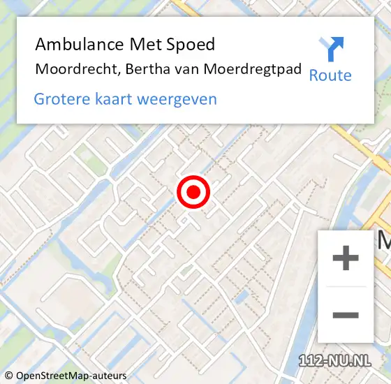 Locatie op kaart van de 112 melding: Ambulance Met Spoed Naar Moordrecht, Bertha van Moerdregtpad op 31 maart 2022 12:54