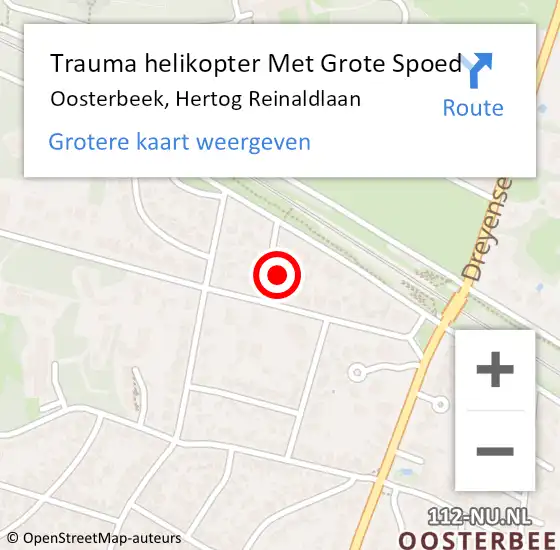 Locatie op kaart van de 112 melding: Trauma helikopter Met Grote Spoed Naar Oosterbeek, Hertog Reinaldlaan op 31 maart 2022 12:56