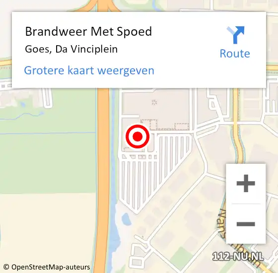 Locatie op kaart van de 112 melding: Brandweer Met Spoed Naar Goes, Da Vinciplein op 31 maart 2022 12:59