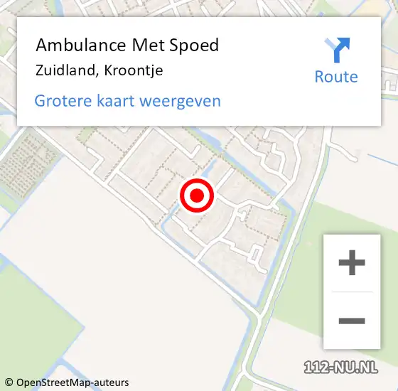 Locatie op kaart van de 112 melding: Ambulance Met Spoed Naar Zuidland, Kroontje op 31 maart 2022 13:28