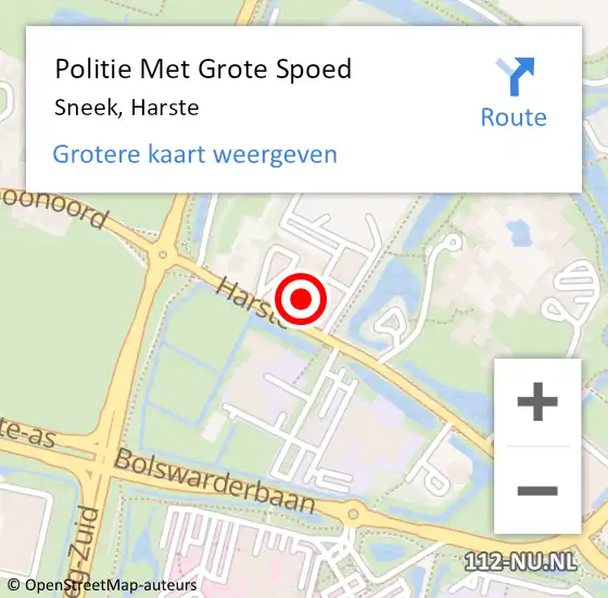 Locatie op kaart van de 112 melding: Politie Met Grote Spoed Naar Sneek, Harste op 31 maart 2022 13:31