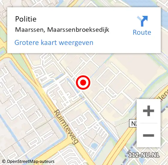 Locatie op kaart van de 112 melding: Politie Maarssen, Maarssenbroeksedijk op 31 maart 2022 13:31