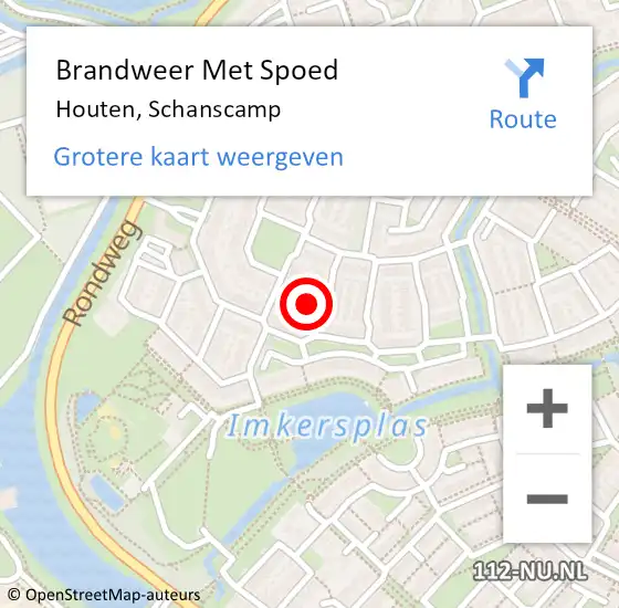 Locatie op kaart van de 112 melding: Brandweer Met Spoed Naar Houten, Schanscamp op 31 maart 2022 13:31