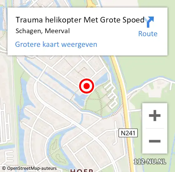 Locatie op kaart van de 112 melding: Trauma helikopter Met Grote Spoed Naar Schagen, Meerval op 31 maart 2022 13:34