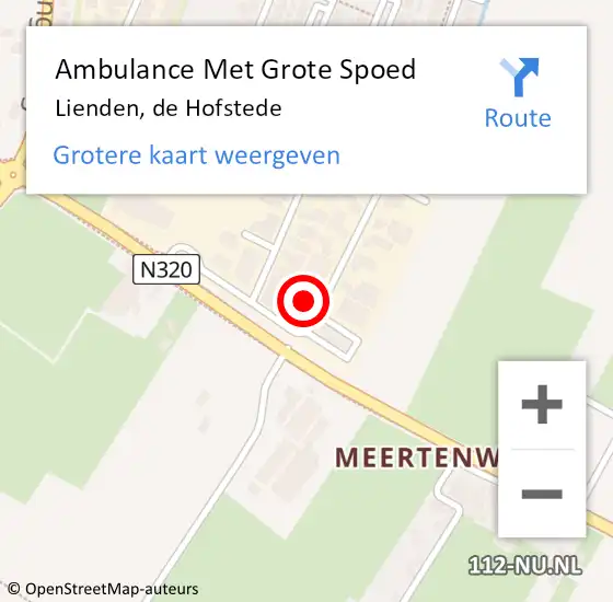 Locatie op kaart van de 112 melding: Ambulance Met Grote Spoed Naar Lienden, de Hofstede op 31 maart 2022 14:11