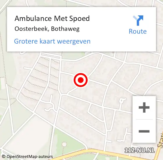 Locatie op kaart van de 112 melding: Ambulance Met Spoed Naar Oosterbeek, Bothaweg op 31 maart 2022 14:11