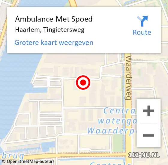 Locatie op kaart van de 112 melding: Ambulance Met Spoed Naar Haarlem, Tingietersweg op 31 maart 2022 14:13