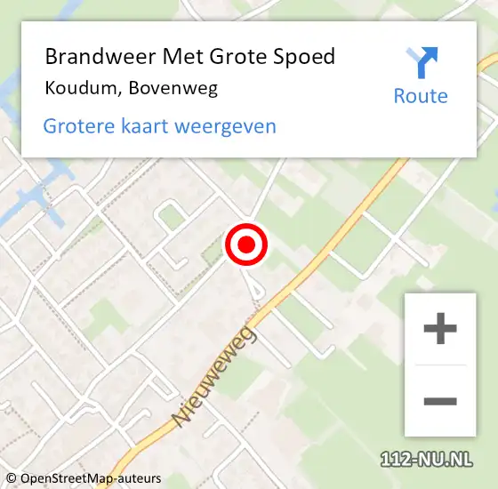 Locatie op kaart van de 112 melding: Brandweer Met Grote Spoed Naar Koudum, Bovenweg op 31 maart 2022 14:18