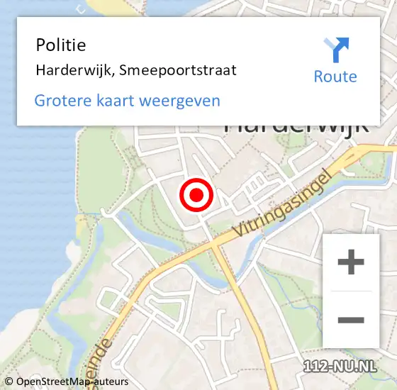 Locatie op kaart van de 112 melding: Politie Harderwijk, Smeepoortstraat op 31 maart 2022 14:21