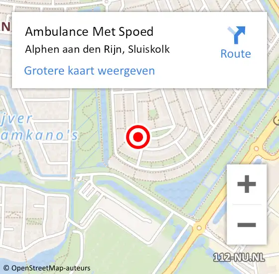 Locatie op kaart van de 112 melding: Ambulance Met Spoed Naar Alphen aan den Rijn, Sluiskolk op 31 maart 2022 14:33