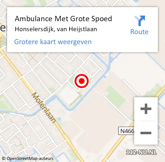 Locatie op kaart van de 112 melding: Ambulance Met Grote Spoed Naar Honselersdijk, van Heijstlaan op 31 maart 2022 14:44