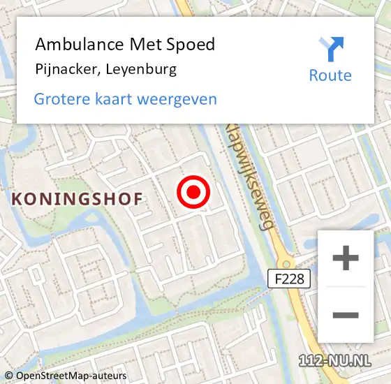 Locatie op kaart van de 112 melding: Ambulance Met Spoed Naar Pijnacker, Leyenburg op 31 maart 2022 15:09