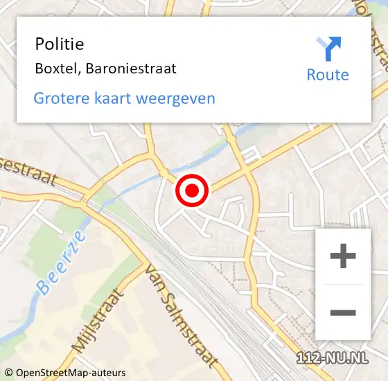 Locatie op kaart van de 112 melding: Politie Boxtel, Baroniestraat op 31 maart 2022 15:20