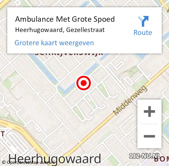 Locatie op kaart van de 112 melding: Ambulance Met Grote Spoed Naar Heerhugowaard, Gezellestraat op 31 maart 2022 16:00