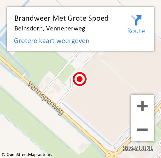 Locatie op kaart van de 112 melding: Brandweer Met Grote Spoed Naar Beinsdorp, Venneperweg op 31 maart 2022 16:11