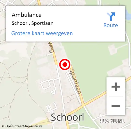 Locatie op kaart van de 112 melding: Ambulance Schoorl, Sportlaan op 31 maart 2022 16:15