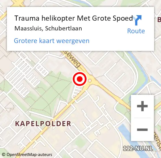 Locatie op kaart van de 112 melding: Trauma helikopter Met Grote Spoed Naar Maassluis, Schubertlaan op 31 maart 2022 16:18