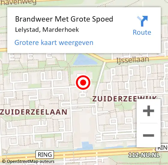 Locatie op kaart van de 112 melding: Brandweer Met Grote Spoed Naar Lelystad, Marderhoek op 31 maart 2022 16:20