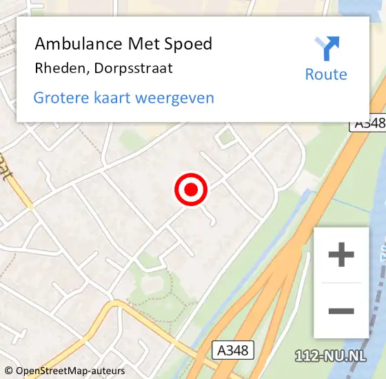 Locatie op kaart van de 112 melding: Ambulance Met Spoed Naar Rheden, Dorpsstraat op 31 maart 2022 16:47