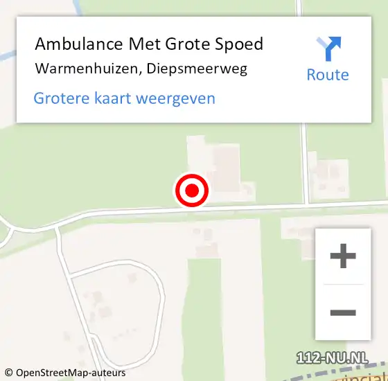 Locatie op kaart van de 112 melding: Ambulance Met Grote Spoed Naar Warmenhuizen, Diepsmeerweg op 31 maart 2022 16:52