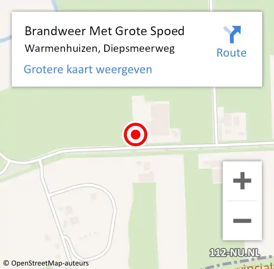 Locatie op kaart van de 112 melding: Brandweer Met Grote Spoed Naar Warmenhuizen, Diepsmeerweg op 31 maart 2022 16:52