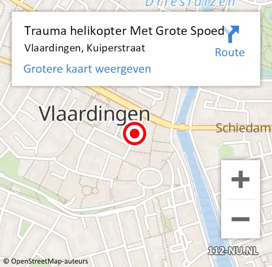 Locatie op kaart van de 112 melding: Trauma helikopter Met Grote Spoed Naar Vlaardingen, Kuiperstraat op 31 maart 2022 16:57