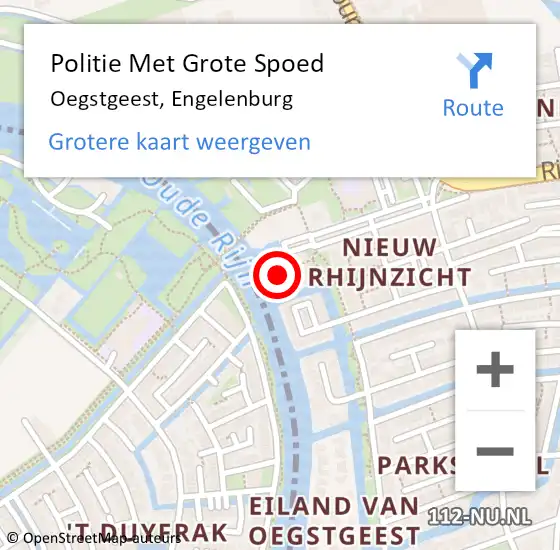 Locatie op kaart van de 112 melding: Politie Met Grote Spoed Naar Oegstgeest, Engelenburg op 31 maart 2022 17:07