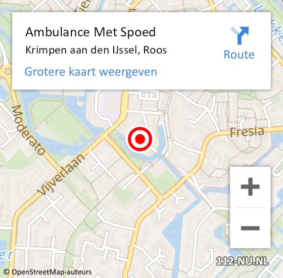 Locatie op kaart van de 112 melding: Ambulance Met Spoed Naar Krimpen aan den IJssel, Roos op 31 maart 2022 17:16