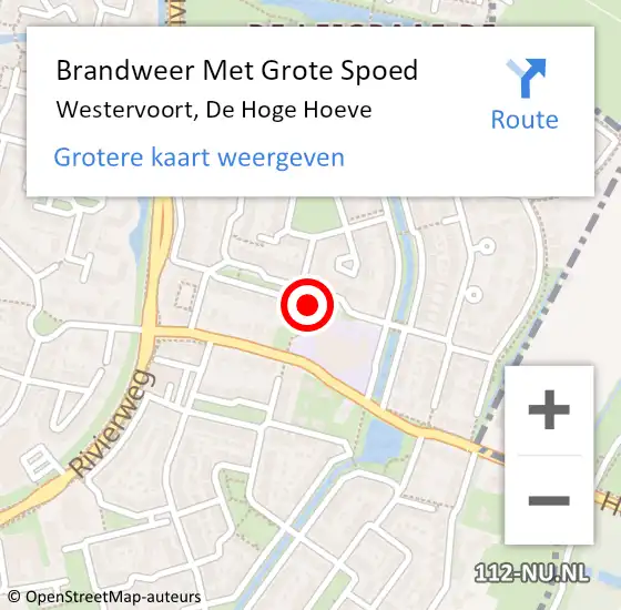 Locatie op kaart van de 112 melding: Brandweer Met Grote Spoed Naar Westervoort, De Hoge Hoeve op 31 maart 2022 17:19