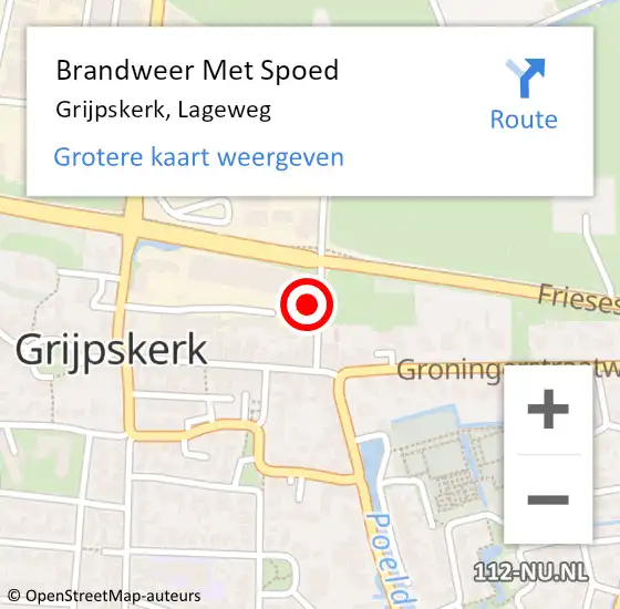 Locatie op kaart van de 112 melding: Brandweer Met Spoed Naar Grijpskerk, Lageweg op 31 maart 2022 17:20