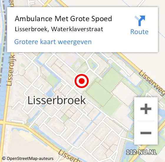 Locatie op kaart van de 112 melding: Ambulance Met Grote Spoed Naar Lisserbroek, Waterklaverstraat op 31 maart 2022 17:23