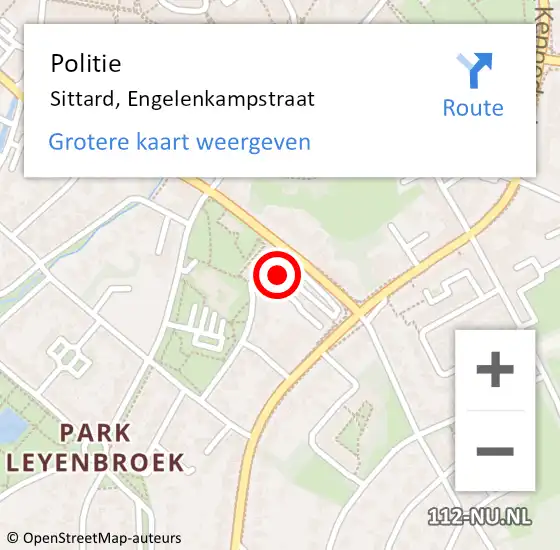 Locatie op kaart van de 112 melding: Politie Sittard, Engelenkampstraat op 31 maart 2022 17:25
