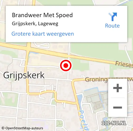 Locatie op kaart van de 112 melding: Brandweer Met Spoed Naar Grijpskerk, Lageweg op 31 maart 2022 17:28