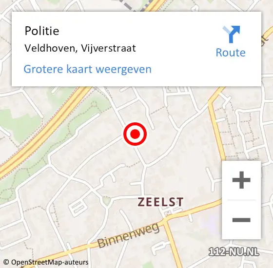 Locatie op kaart van de 112 melding: Politie Veldhoven, Vijverstraat op 31 maart 2022 17:29