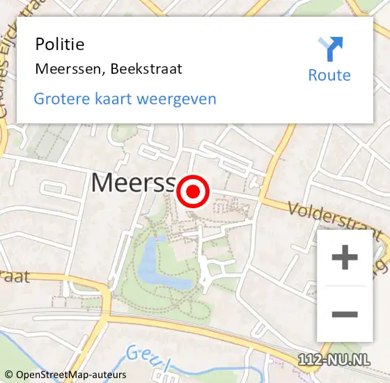 Locatie op kaart van de 112 melding: Politie Meerssen, Beekstraat op 31 maart 2022 17:33