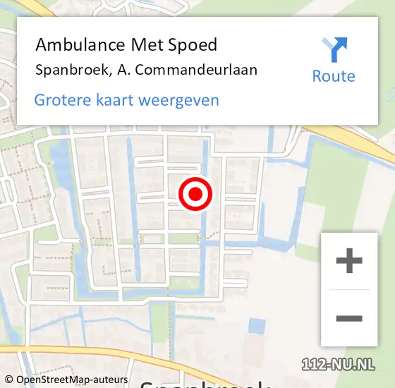 Locatie op kaart van de 112 melding: Ambulance Met Spoed Naar Spanbroek, A. Commandeurlaan op 31 maart 2022 17:35