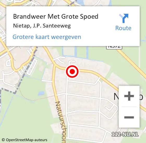 Locatie op kaart van de 112 melding: Brandweer Met Grote Spoed Naar Nietap, J.P. Santeeweg op 31 maart 2022 17:41