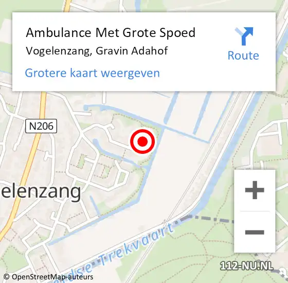 Locatie op kaart van de 112 melding: Ambulance Met Grote Spoed Naar Vogelenzang, Gravin Adahof op 31 maart 2022 17:44