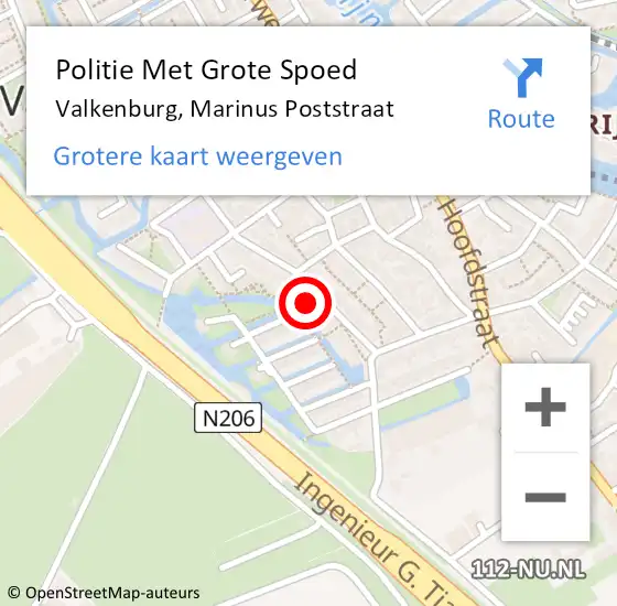 Locatie op kaart van de 112 melding: Politie Met Grote Spoed Naar Valkenburg, Marinus Poststraat op 31 maart 2022 17:48